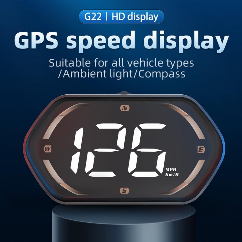 Docbraces Universal GPS Speedometer HUD for Cars - 2025 New Head Up Display with MPH/KMH, Overspeed Alarm, Fatigue Alert, Large LED Font, Plug & Play USB, Auto Brightness - Fits All Vehicles (Yellow) - Image 3